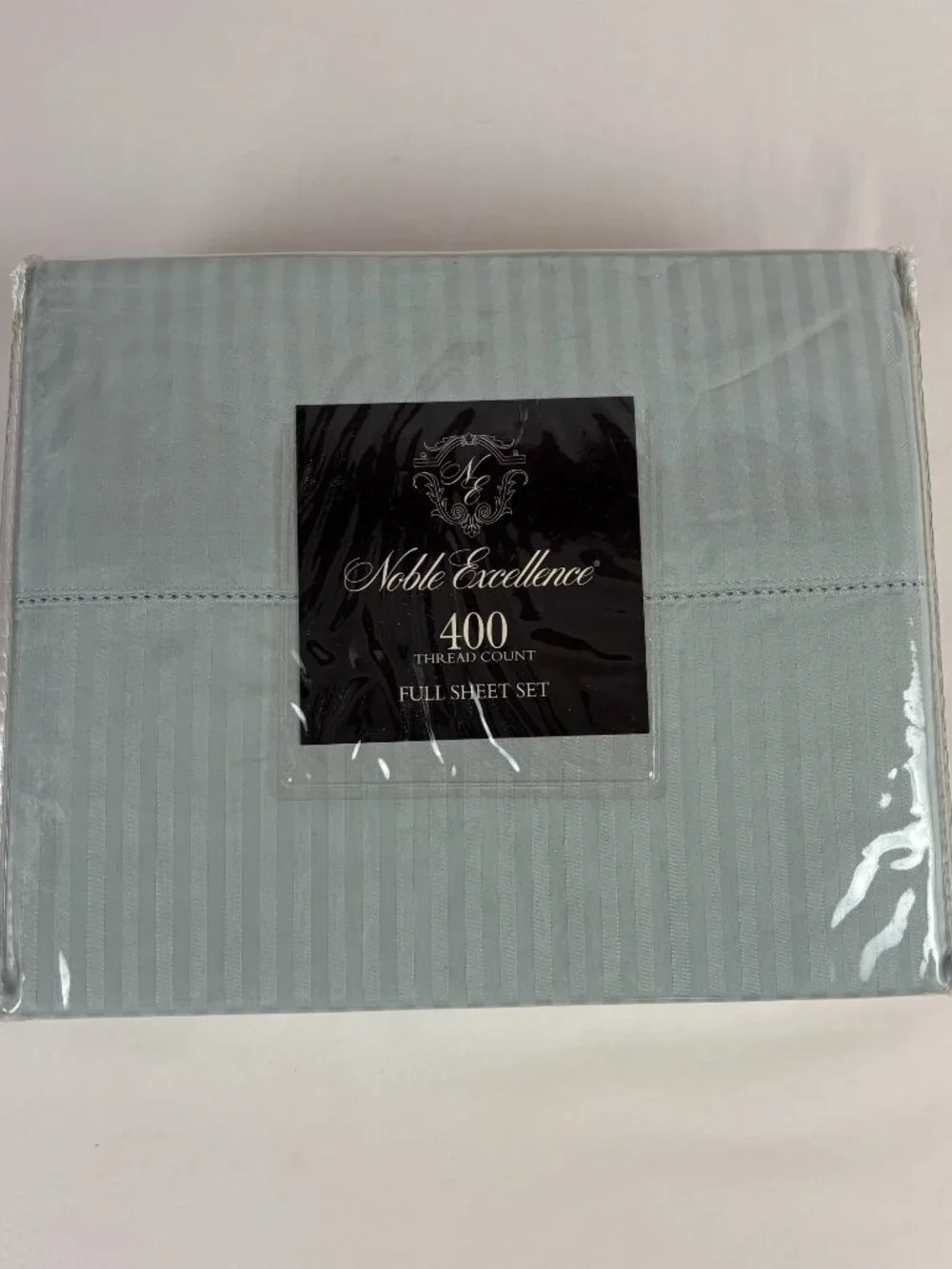 Noble Excellence Melani Full Sheet Set Cotton Sateen Dobby Stripe 400 TC